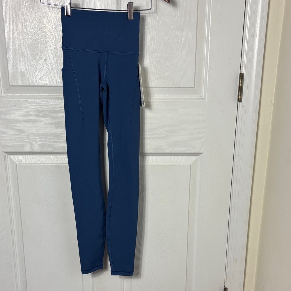 New NWT Lululemon Wunder Train HR Tight 28” pockets Blue  size 0